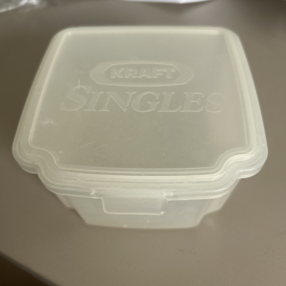 Kraft Singles Lowercase Cheese Vintage Reusable Hinged Storage Container Clear